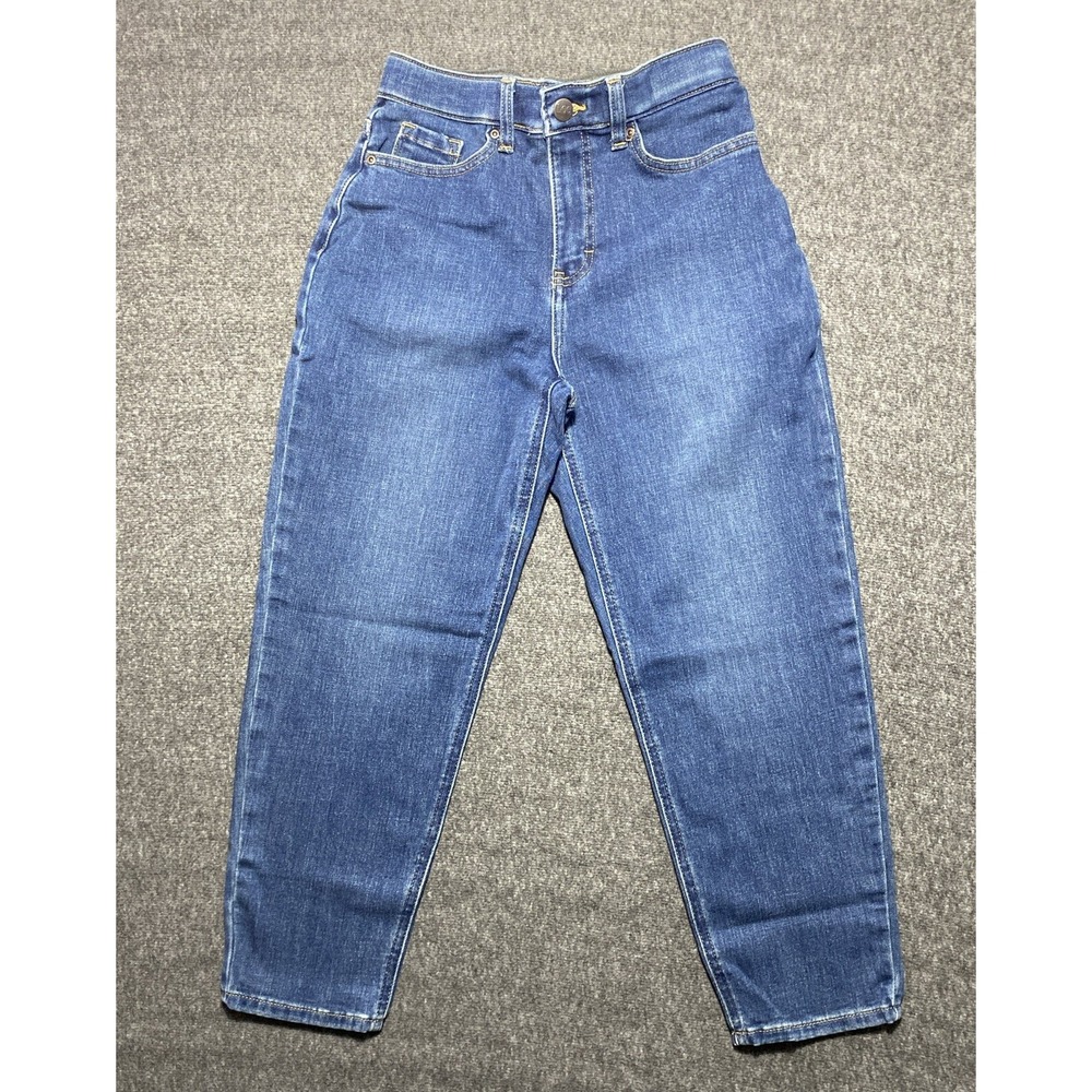 Lee Modern Series High Rise Relaxed Fit Tapered Leg Jeans Blue Denim Womens 4 M